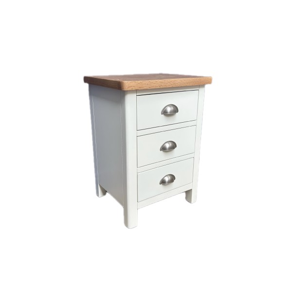 Dakota White 3 Drawer Bedside